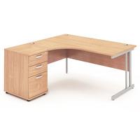 Energy Cantilever Desk and 600 Pedestal Beech 1600mm Left Handed