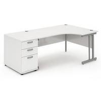 Energy Cantilever Desk and 800 Pedestal White 2030mm Right Handed