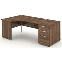 Energy Panel End Workstation and 800 Pedestal Walnut 2230mm Left Handed