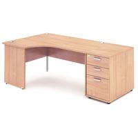 Energy Panel End Workstation and 800 Pedestal Beech 2230mm Left Handed