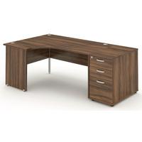 Energy Panel End Workstation and 800 Pedestal Walnut 2030mm Left Handed