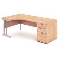 Energy Cantilever Desk and 800 Pedestal Beech 2230mm Left Handed