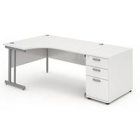 Energy Cantilever Desk and 800 Pedestal White 2030mm Left Handed