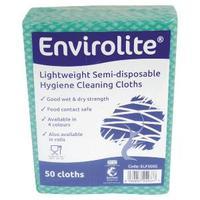 Envirolite Lightweight 480x360mm Green All Purpose Cloths ELF500 Pack