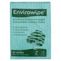 envirowipe antibacterial cleaning cloths green pack of 25 ewf152