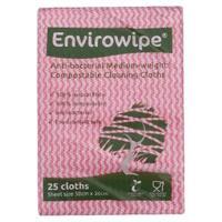 envirowipe antibacterial cleaning cloths red pack of 25 ewf151