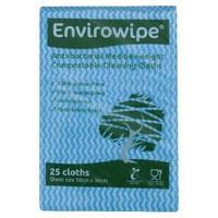 envirowipe antibacterial cleaning cloths blue pack of 25 ewf150