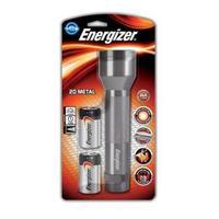 Energizer 2D METAL DIY Torch Silver with 2 x Type D Alkaline Batteries