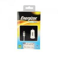 Energizer White USB Car Charger With Apple Lightning Cable 2.1A