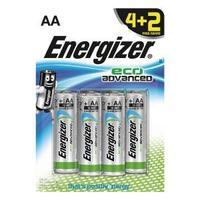 Energizer EcoAdvanced Alkaline AA Batteries E91 Pack of 4 2 Free