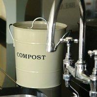 Enamel Metal Compost Caddy in String Colour by Garden Trading