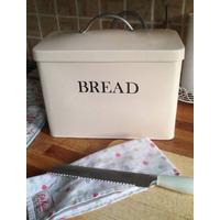 Enamel Metal Bread Bin in Cream by Garden Trading