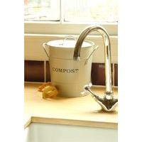 Enamel Metal Compost Caddy in Clay by Garden Trading