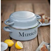 Enamel Mussel Pot in Flint by Garden Trading