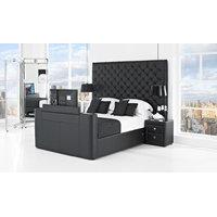 Encore Leather TV Bed, King Size, Black Leather, Samsung 32\