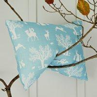 enchanted wood fabric in duck egg blue white metre length