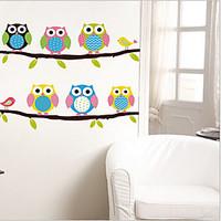 Environmental Removable Cute Owls PVC Wall Sticker