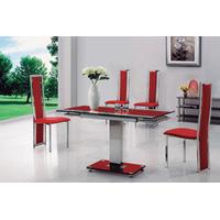 Enke Red Glass Extending Dining Table And 4 G601 Chairs