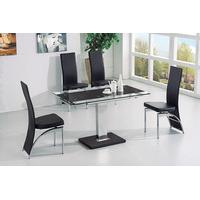 Enke Black Glass Extending Dining Table And 4 G501 Dining Chairs