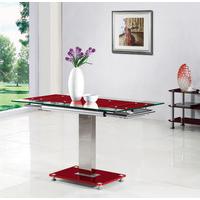 Enke Extending Dining Table In Red Glass And Chrome