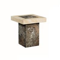 Encore Marble End Table In Dark Brown And Cream