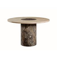 Encore Marble Dining Table Round In Dark Brown And Cream