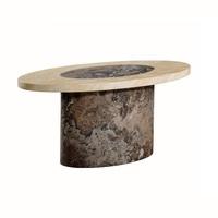 Encore Marble Coffee Table Oval In Dark Brown And Cream