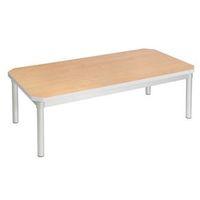 ENVIRO RECTANGULAR COFFEE TABLE, SILVER ANODISED FRAME, BEECH TOP, LIGHT GREY EDGE