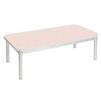 ENVIRO RECTANGULAR COFFEE TABLE, SILVER ANODISED FRAME, MAPLE TOP, LIGHT GREY EDGE