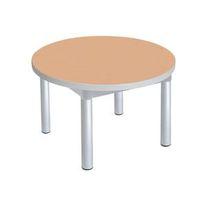 enviro round coffee table silver anodised frame beech top light grey e ...