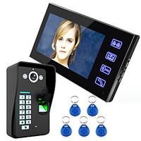 Ennio Touch Key 7 Lcd Fingerprint Recognition Video Door Phone Intercom System IR Camera HD 1000 TVline