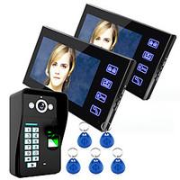 Ennio Touch Key 7 Lcd Fingerprint Video Door Phone Intercom System Wth fingerprint access control 1 Camera 2 Monitor