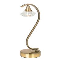 Endon LANGELLA-TLAB Langella Clear Crystal And Antique Brass Table Lamp