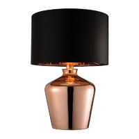 Endon 61149 Waldorf Copper Glass Table Lamp with Black Silk Shade