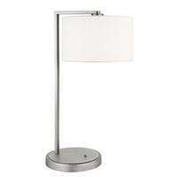 Endon 67634 Daley Table Lamp In Matt Nickel With Vintage White Faux Silk Shade