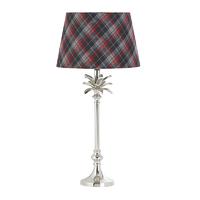 Endon EH-LEAF-TL-S CATRIONA-12 Leaf Nickel Table Lamp with Tartan Shade