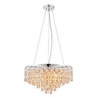 Endon 69365 Vanessa 5 Light Ceiling Pendant In Polished Stainless Steel With ClearAnd Amber Crystals