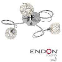 Endon AHERNE-3CH 3 Light Glass Shade Chrome Semi Flush Light
