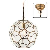 endon 69784 miele 1 light ceiling pendant in antique brass amd clear g ...