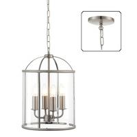 Endon 70324 Lambeth 4 Light Ceiling Pendant In Satin Nickel And Clear Glass