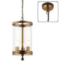 Endon 69864 Vale 3 Light Ceiling Pendant In Antique Brass Lacquer And Cear Glass