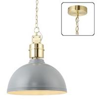 Endon 67557 Collingham 1 Light Ceiling Pendant In Satin Stormy Grey And Brushed Gold
