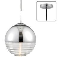 Endon 68959 Paloma 1 Light Ceiling Pendant In Chrome And Clear Ribbed Glass