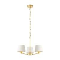 Endon 67735 Harvey 3 Light Multi-Arm Pendant In Brushed Gold With Vintage White Faux Silk Shades