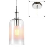 Endon 70198 Frankie 1 Light Ceiling Pendant In Clear And White Painted Glass With Bright Nickel