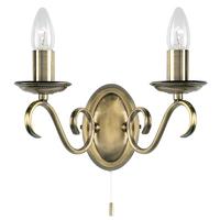endon 2030 2an 2 light wall light in antique brass