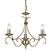 endon 2030 3an 3 light chandelier in antique brass