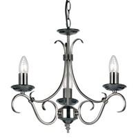 endon 2030 3as 3 light chandelier in antique silver