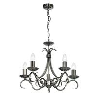 Endon 2030-5AS 5 Light Chandelier In Antique Silver