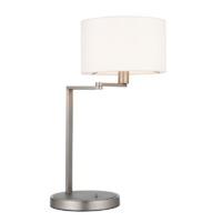 Endon 67836 Daley Swing Arm Table Lamp In Matt Nickel With Vintage White Faux Silk Shade